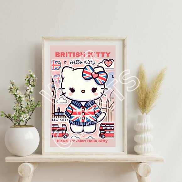 Hello Kitty "BRITISH KITTY" World Traveler 11x17 Art Print - Picture 1 of 2